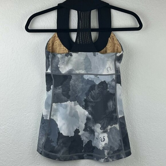 Lululemon Tank Top Women's Sz 4 Scoop Neck Racerback Athletic Workout Gray/Black - Picture 2 of 11